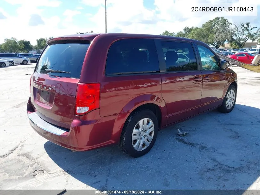 2018 Dodge Grand Caravan Se VIN: 2C4RDGBG1JR160443 Lot: 40391474