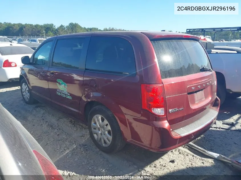 2018 Dodge Grand Caravan Se VIN: 2C4RDGBGXJR296196 Lot: 40653305