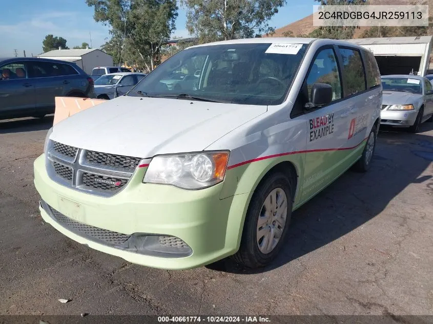 2018 Dodge Grand Caravan Se VIN: 2C4RDGBG4JR259113 Lot: 40661774