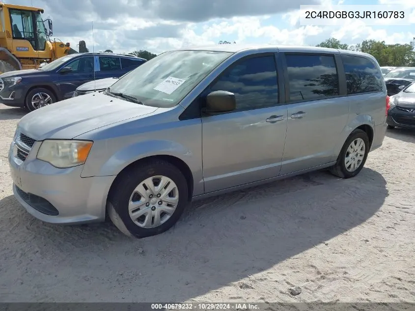 2018 Dodge Grand Caravan Se VIN: 2C4RDGBG3JR160783 Lot: 40679232