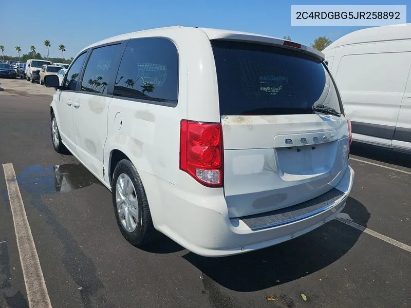 2018 Dodge Grand Caravan Se VIN: 2C4RDGBG5JR258892 Lot: 40713884