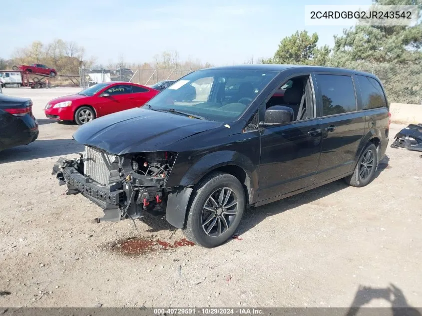 2018 Dodge Grand Caravan Se Plus VIN: 2C4RDGBG2JR243542 Lot: 40729591