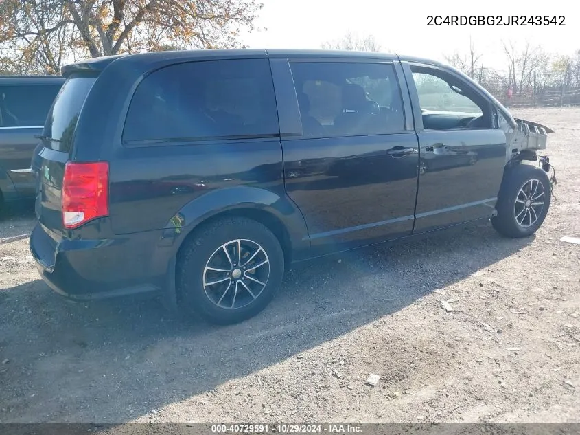 2018 Dodge Grand Caravan Se Plus VIN: 2C4RDGBG2JR243542 Lot: 40729591