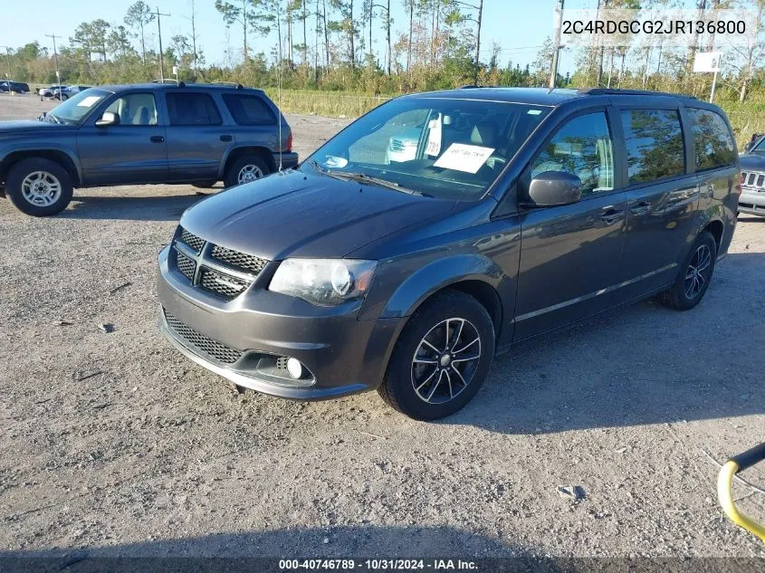 2018 Dodge Grand Caravan Sxt VIN: 2C4RDGCG2JR136800 Lot: 40746789