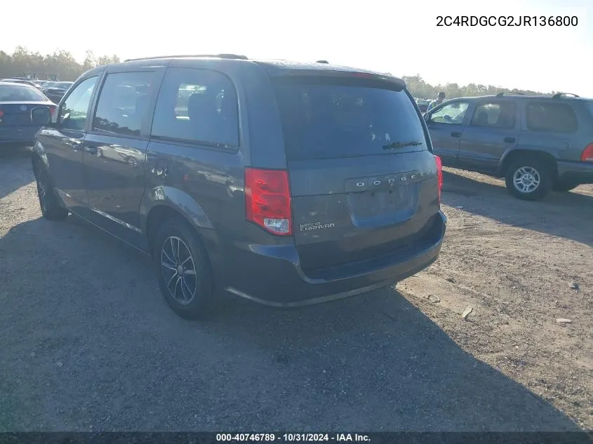 2018 Dodge Grand Caravan Sxt VIN: 2C4RDGCG2JR136800 Lot: 40746789