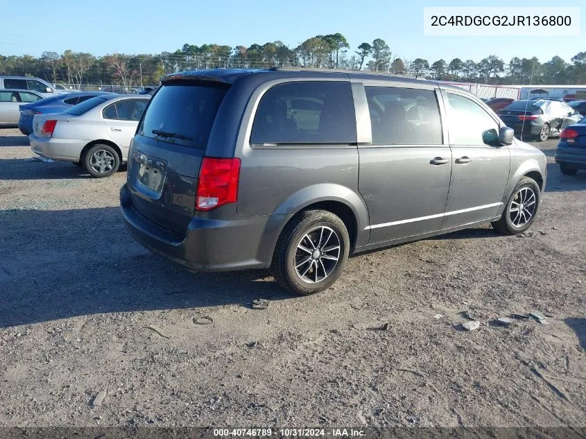 2018 Dodge Grand Caravan Sxt VIN: 2C4RDGCG2JR136800 Lot: 40746789