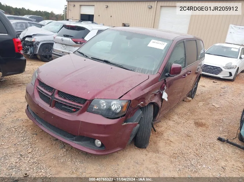 2018 Dodge Grand Caravan Gt VIN: 2C4RDGEG1JR205912 Lot: 40765323