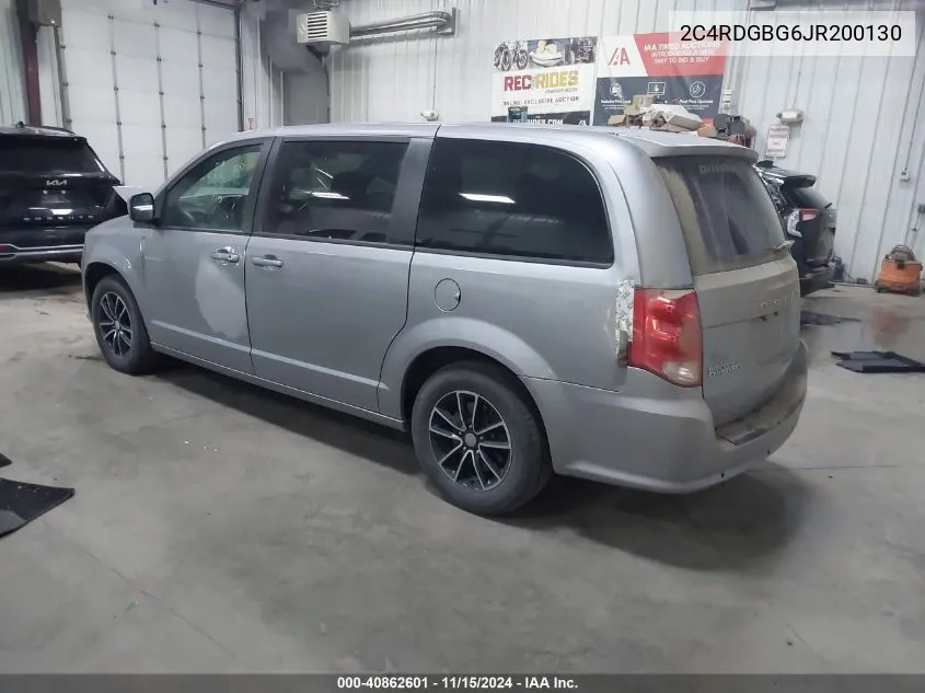 2018 Dodge Grand Caravan Se Plus VIN: 2C4RDGBG6JR200130 Lot: 40862601