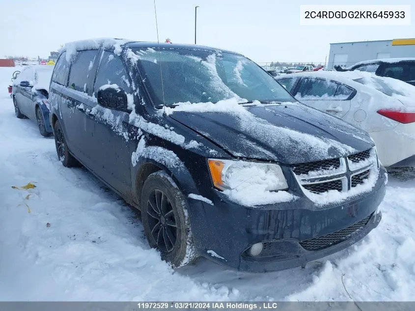 2019 Dodge Grand Caravan Crew VIN: 2C4RDGDG2KR645933 Lot: 11972529