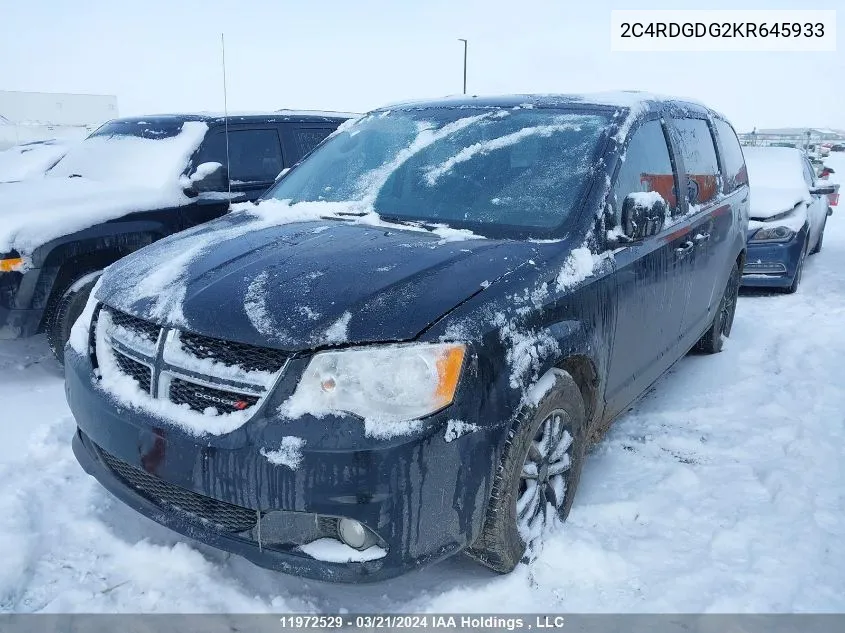 2019 Dodge Grand Caravan Crew VIN: 2C4RDGDG2KR645933 Lot: 11972529