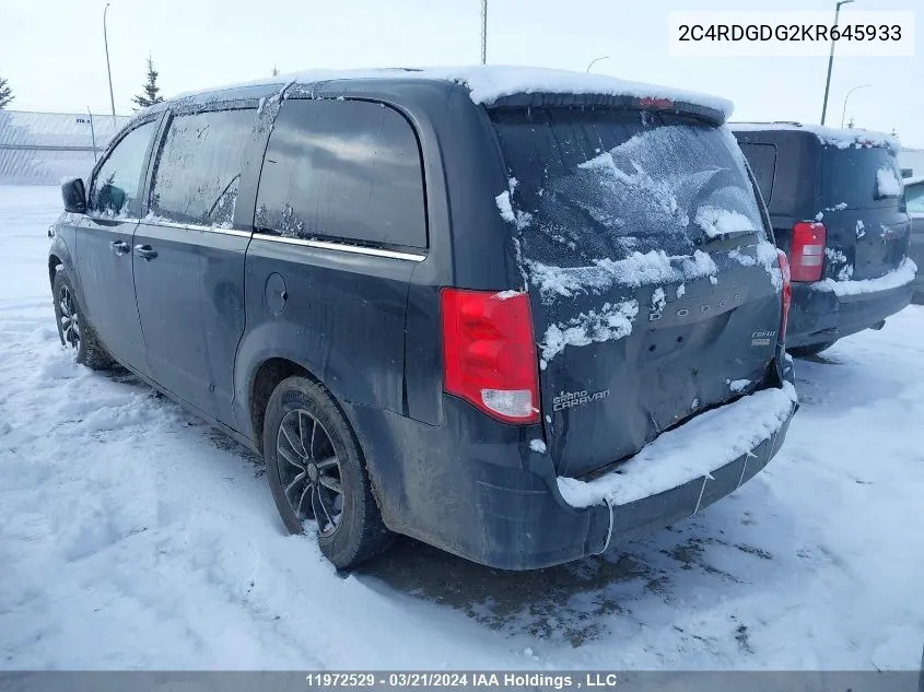 2019 Dodge Grand Caravan Crew VIN: 2C4RDGDG2KR645933 Lot: 11972529