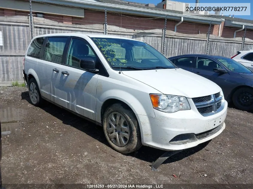 2019 Dodge Grand Caravan VIN: 2C4RDGBG8KR778277 Lot: 12015253