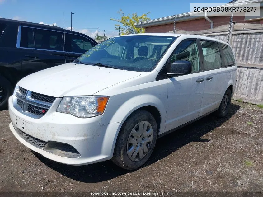 2019 Dodge Grand Caravan VIN: 2C4RDGBG8KR778277 Lot: 12015253