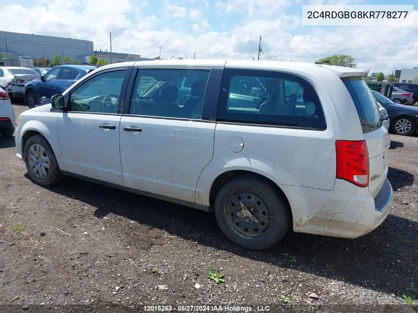 2019 Dodge Grand Caravan VIN: 2C4RDGBG8KR778277 Lot: 12015253