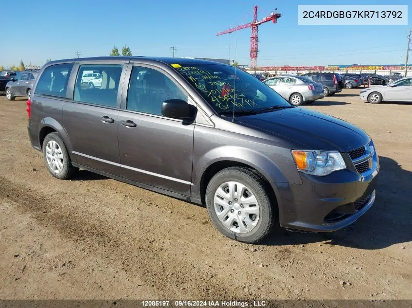 2C4RDGBG7KR713792 2019 Dodge Grand Caravan Cvp/Sxt