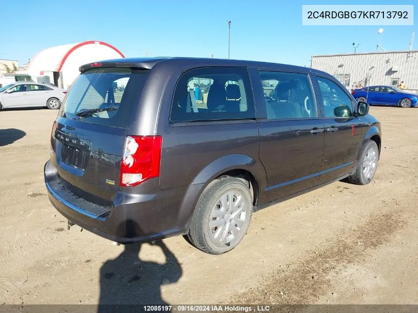 2C4RDGBG7KR713792 2019 Dodge Grand Caravan Cvp/Sxt