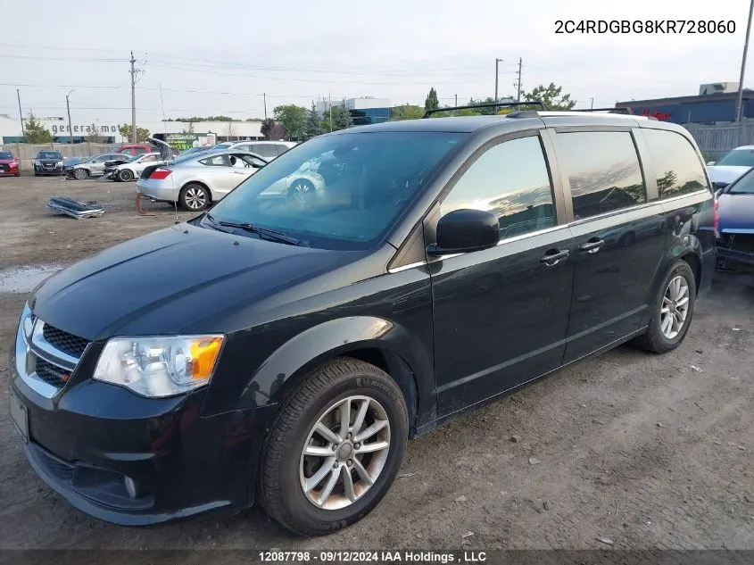 2019 Dodge Grand Caravan Cvp/Sxt VIN: 2C4RDGBG8KR728060 Lot: 12087798