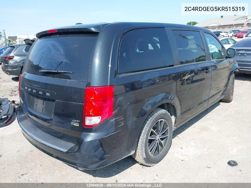 2019 Dodge Grand Caravan Gt VIN: 2C4RDGEG5KR515319 Lot: 12094828