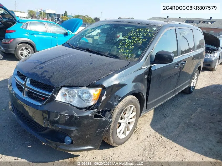 2019 Dodge Grand Caravan Sxt VIN: 2C4RDGCG8KR807579 Lot: 12105833