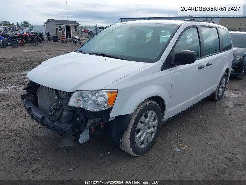 2019 Dodge Grand Caravan Se VIN: 2C4RDGBG5KR612427 Lot: 12112317