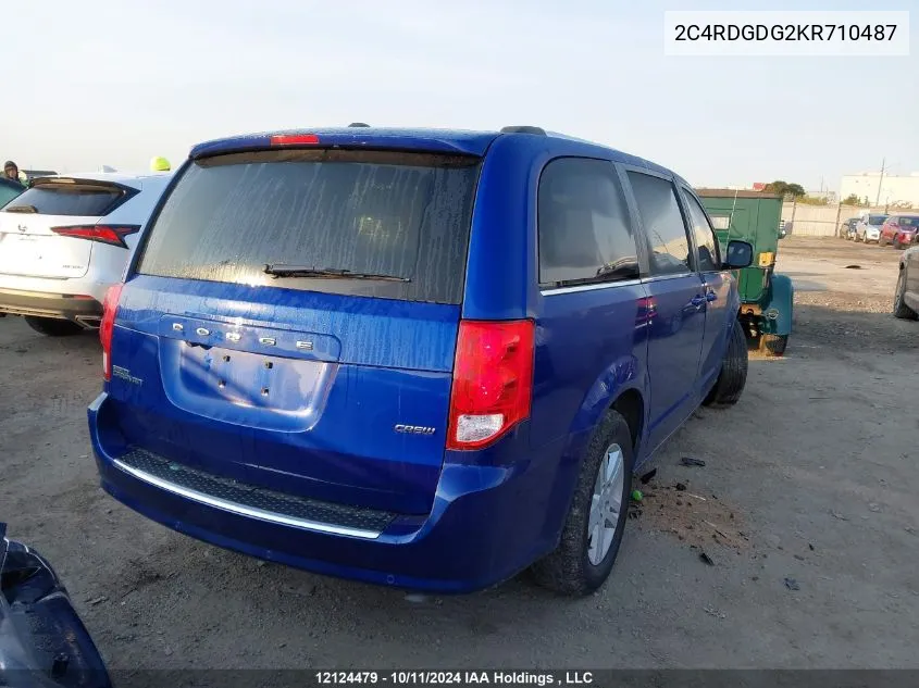 2019 Dodge Grand Caravan Crew VIN: 2C4RDGDG2KR710487 Lot: 12124479