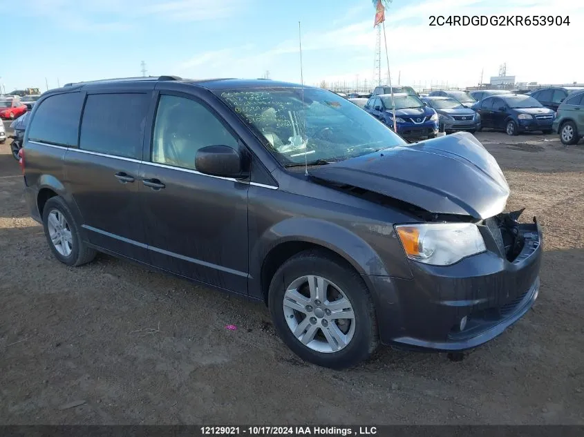 2019 Dodge Grand Caravan Crew VIN: 2C4RDGDG2KR653904 Lot: 12129021