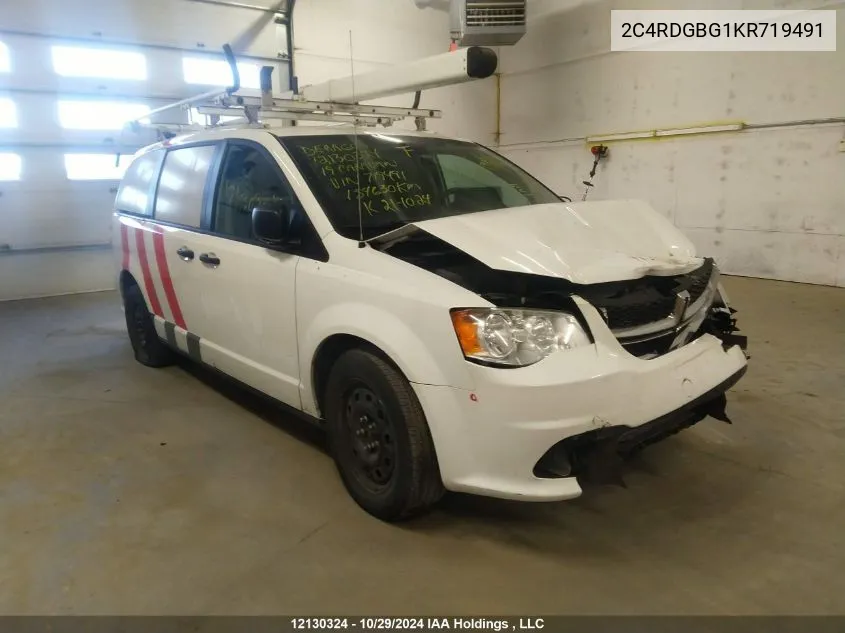 2019 Dodge Grand Caravan Se VIN: 2C4RDGBG1KR719491 Lot: 12130324