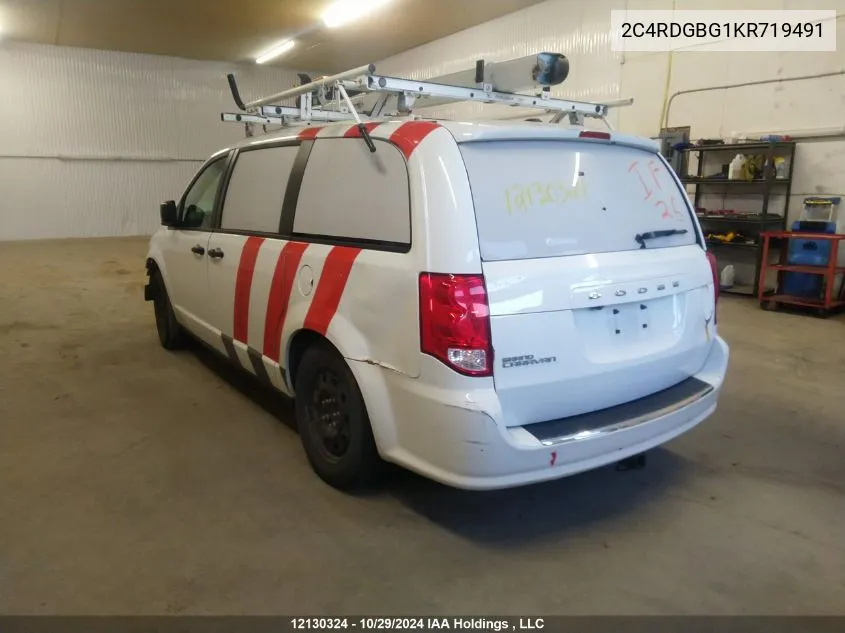 2019 Dodge Grand Caravan Se VIN: 2C4RDGBG1KR719491 Lot: 12130324