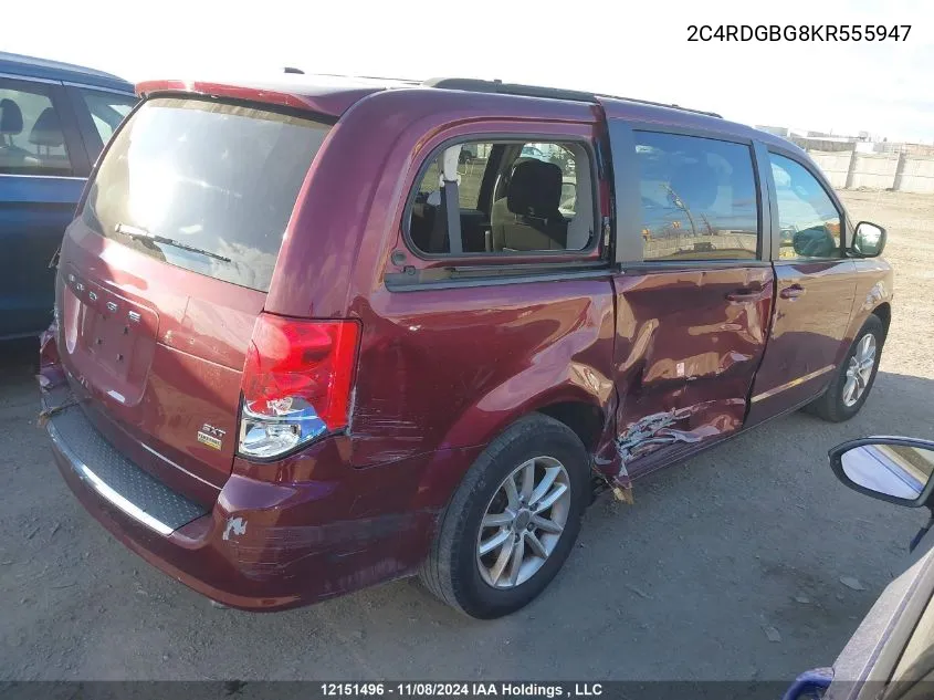 2019 Dodge Grand Caravan Cvp/Sxt VIN: 2C4RDGBG8KR555947 Lot: 12151496