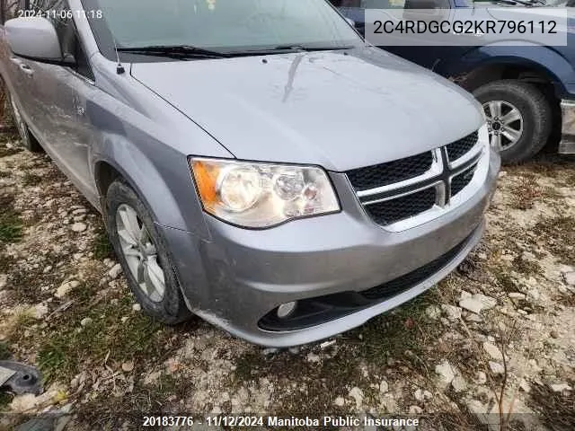 2019 Dodge Grand Caravan Sxt VIN: 2C4RDGCG2KR796112 Lot: 20183776