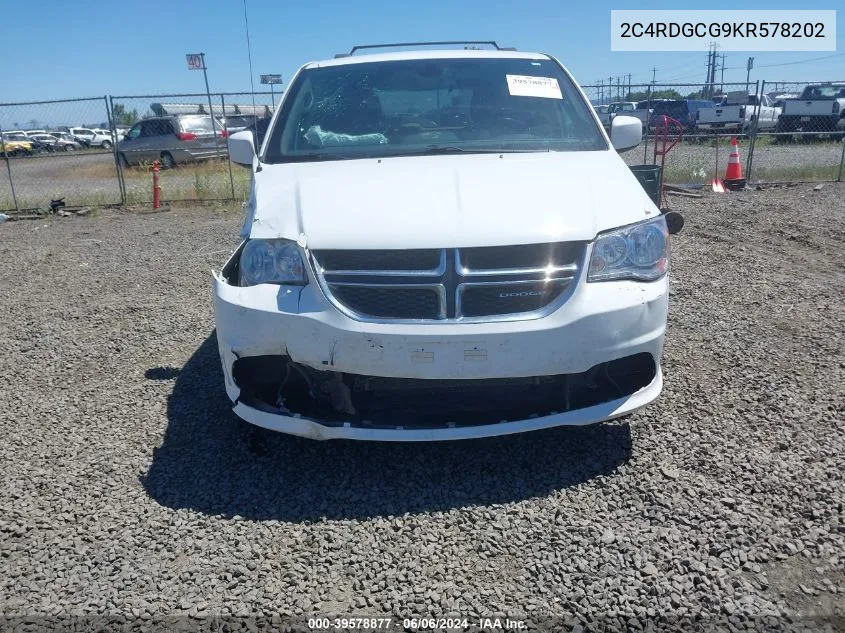 2019 Dodge Grand Caravan Sxt VIN: 2C4RDGCG9KR578202 Lot: 39578877