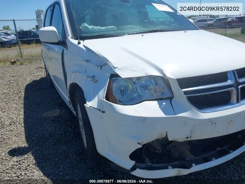 2019 Dodge Grand Caravan Sxt VIN: 2C4RDGCG9KR578202 Lot: 39578877