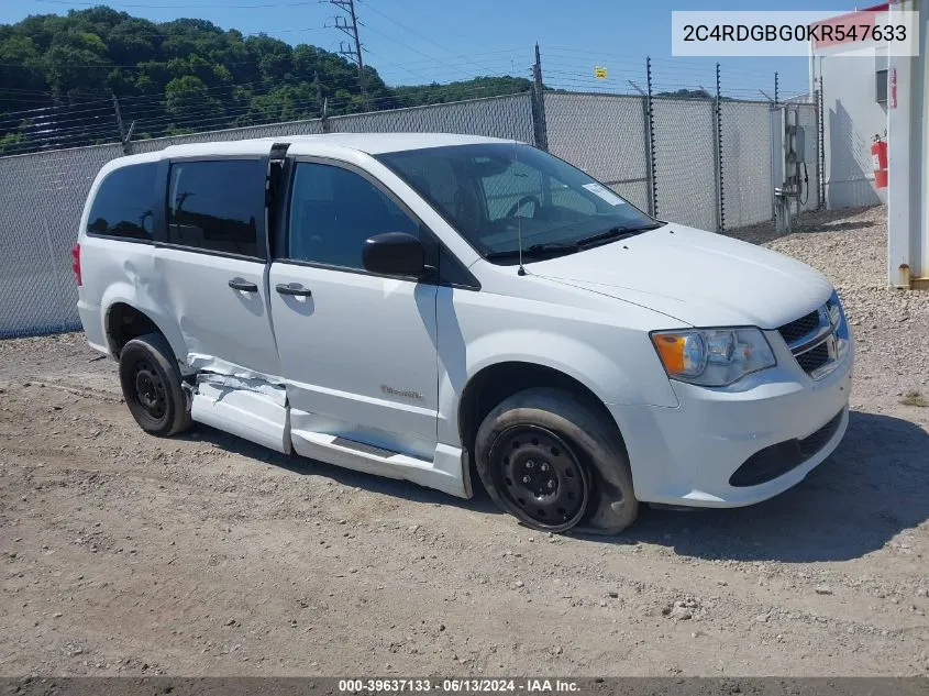 2019 Dodge Grand Caravan Se VIN: 2C4RDGBG0KR547633 Lot: 39637133