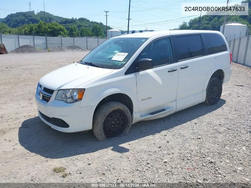 2019 Dodge Grand Caravan Se VIN: 2C4RDGBG0KR547633 Lot: 39637133