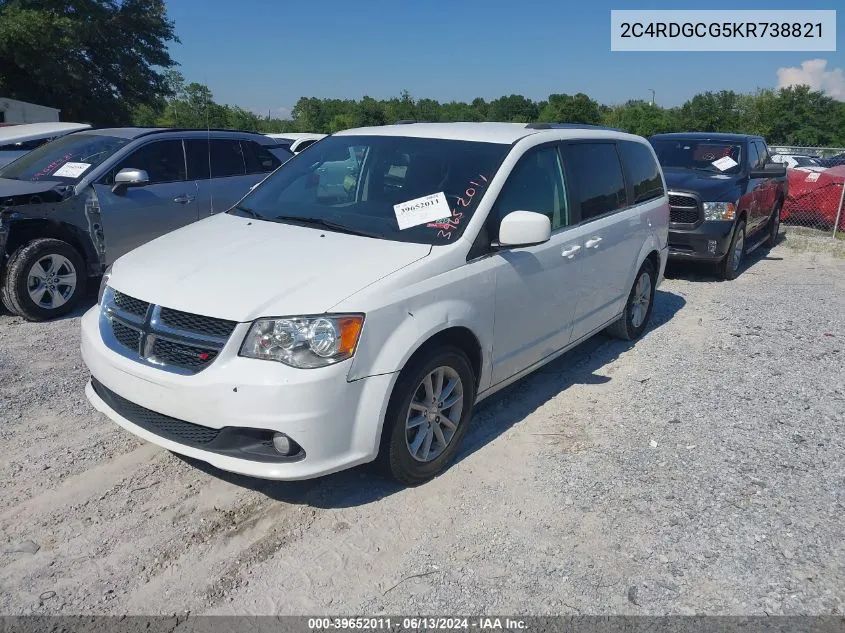 2019 Dodge Grand Caravan Sxt VIN: 2C4RDGCG5KR738821 Lot: 39652011