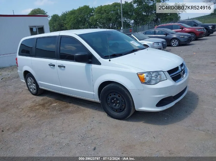 2019 Dodge Grand Caravan Se VIN: 2C4RDGBG7KR524916 Lot: 39823797