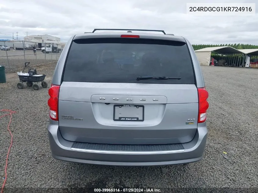 2019 Dodge Grand Caravan Sxt VIN: 2C4RDGCG1KR724916 Lot: 39965314