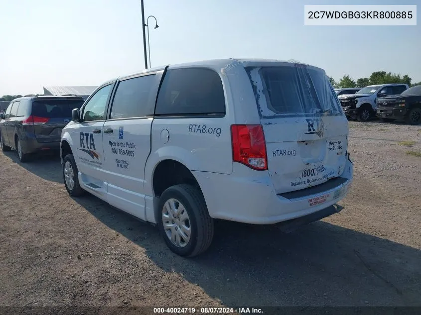 2C7WDGBG3KR800885 2019 Dodge Grand Caravan Se