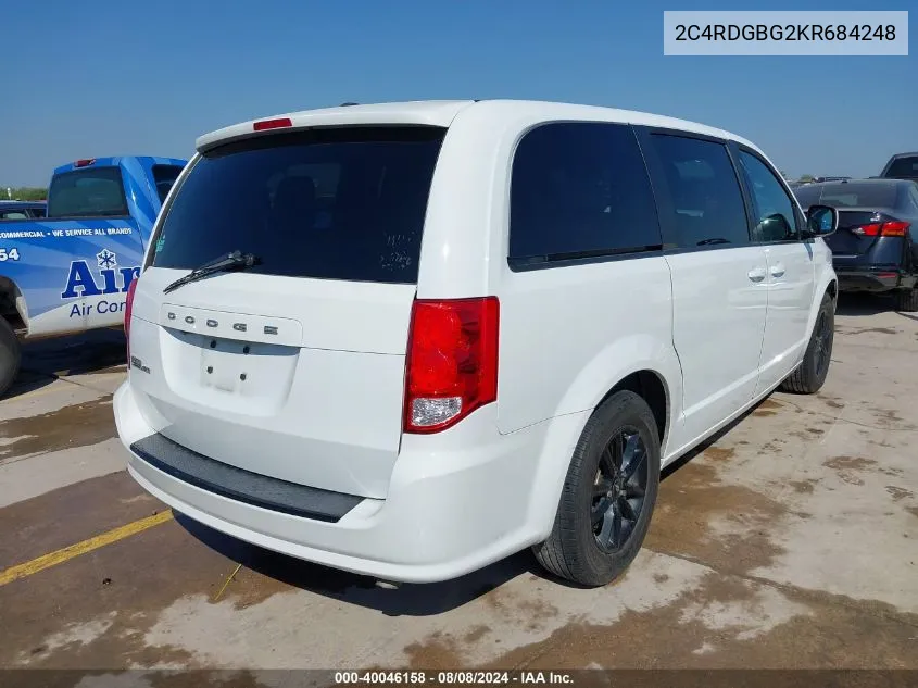 2019 Dodge Grand Caravan Se Plus VIN: 2C4RDGBG2KR684248 Lot: 40046158