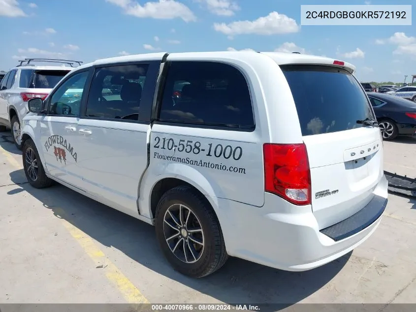 2019 Dodge Grand Caravan Se Plus VIN: 2C4RDGBG0KR572192 Lot: 40070966