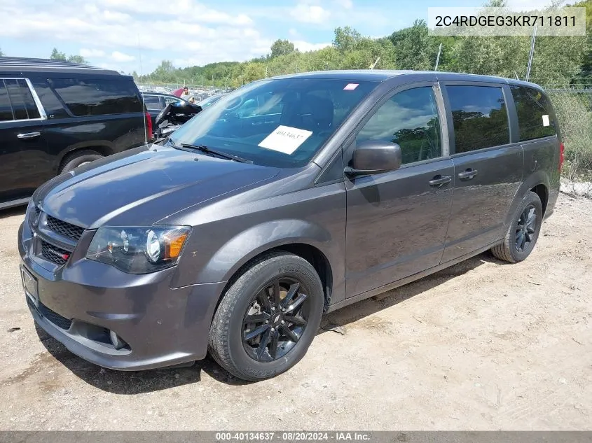 2019 Dodge Grand Caravan Gt VIN: 2C4RDGEG3KR711811 Lot: 40134637