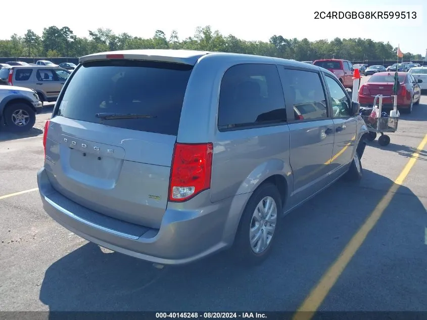 2019 Dodge Grand Caravan Se VIN: 2C4RDGBG8KR599513 Lot: 40145248