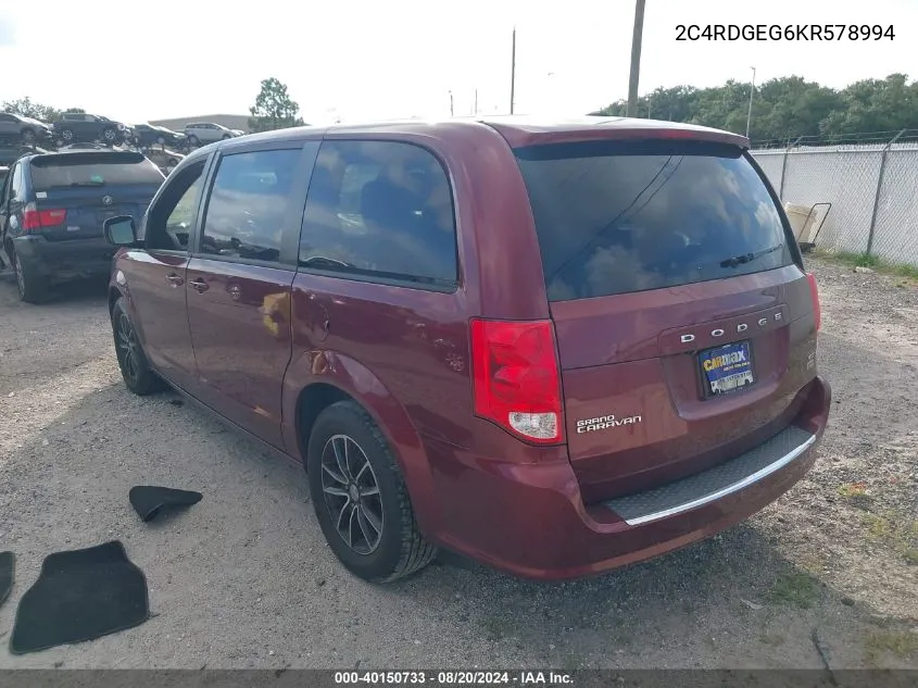 2C4RDGEG6KR578994 2019 Dodge Grand Caravan Gt