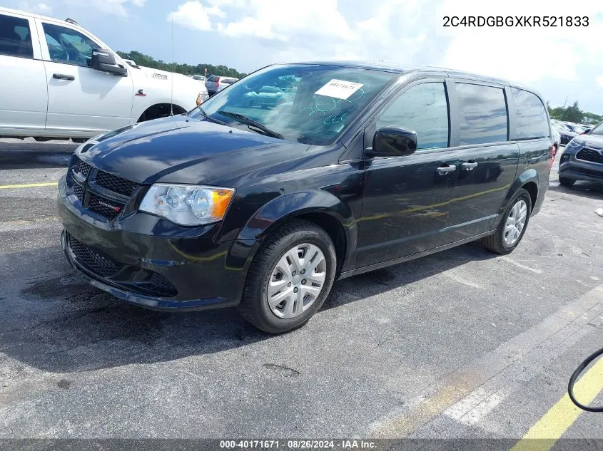 2019 Dodge Grand Caravan Se VIN: 2C4RDGBGXKR521833 Lot: 40171671