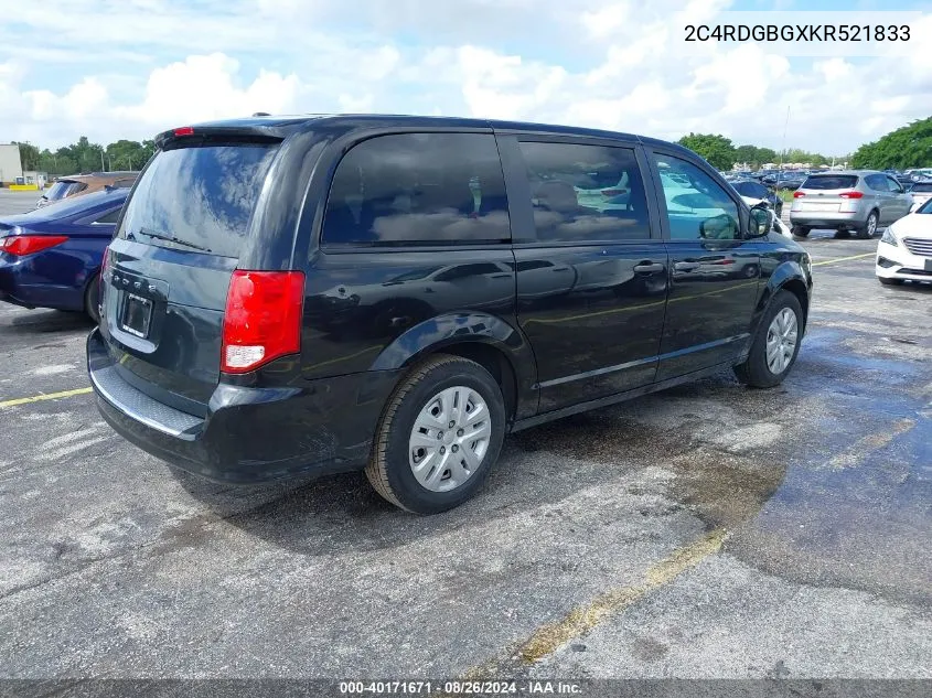 2C4RDGBGXKR521833 2019 Dodge Grand Caravan Se