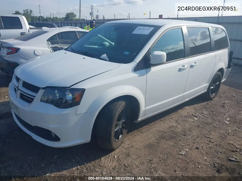 2019 Dodge Grand Caravan Gt VIN: 2C4RDGEGXKR670951 Lot: 40184539