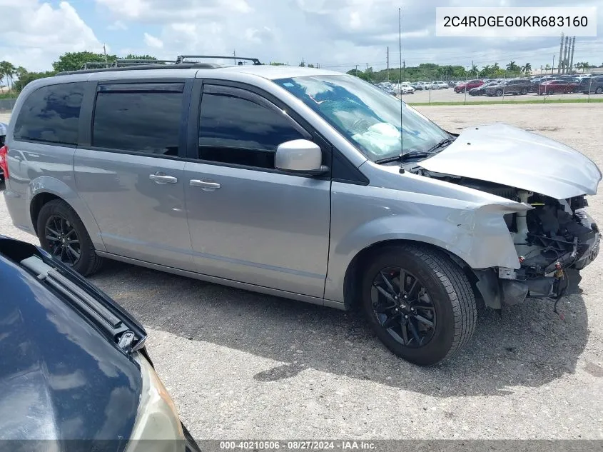 2019 Dodge Grand Caravan Gt VIN: 2C4RDGEG0KR683160 Lot: 40210506