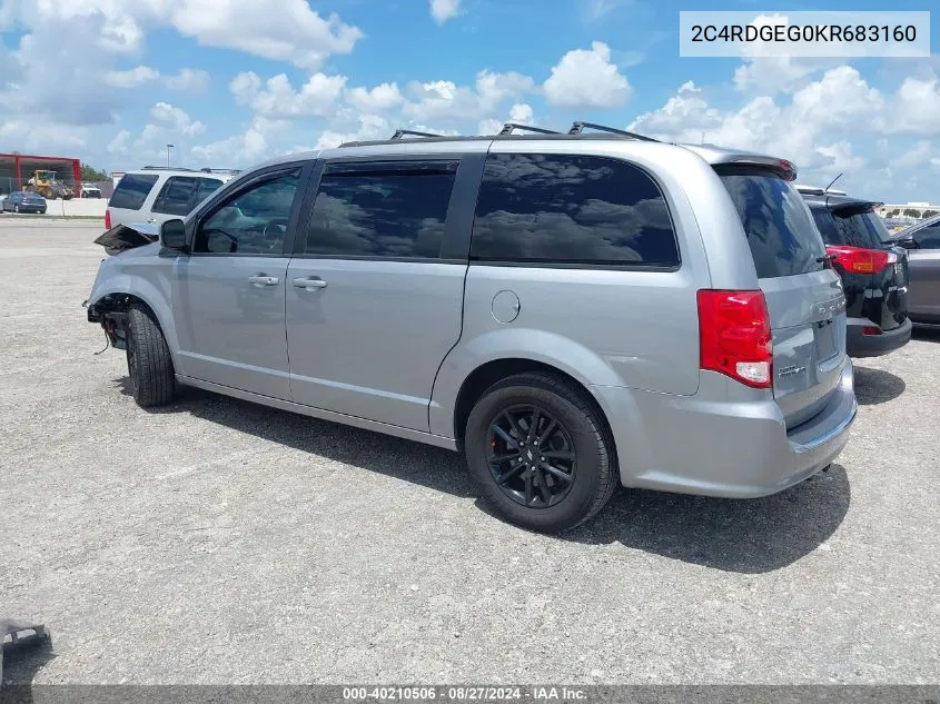 2019 Dodge Grand Caravan Gt VIN: 2C4RDGEG0KR683160 Lot: 40210506