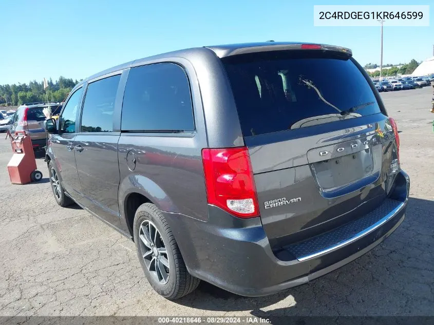 2019 Dodge Grand Caravan Gt VIN: 2C4RDGEG1KR646599 Lot: 40218646