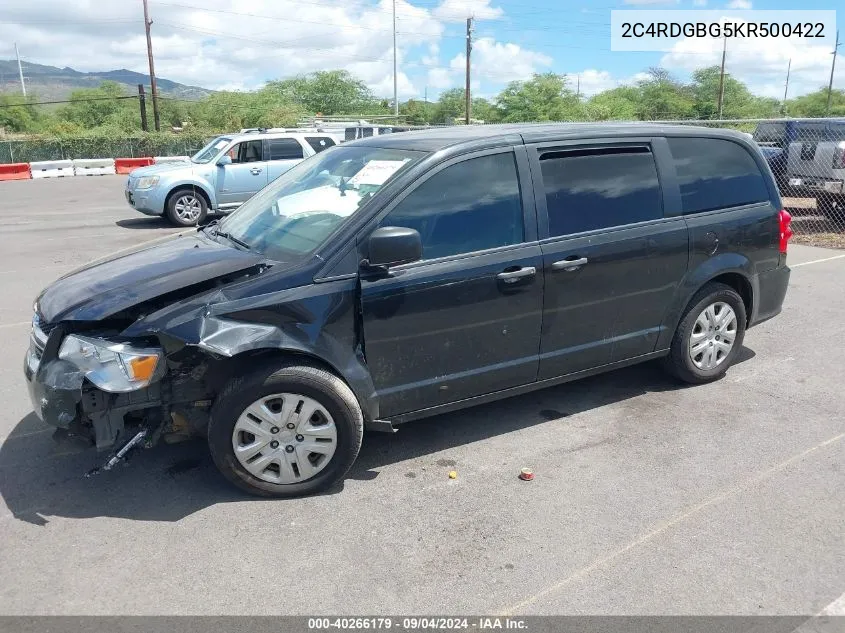 2C4RDGBG5KR500422 2019 Dodge Grand Caravan Se